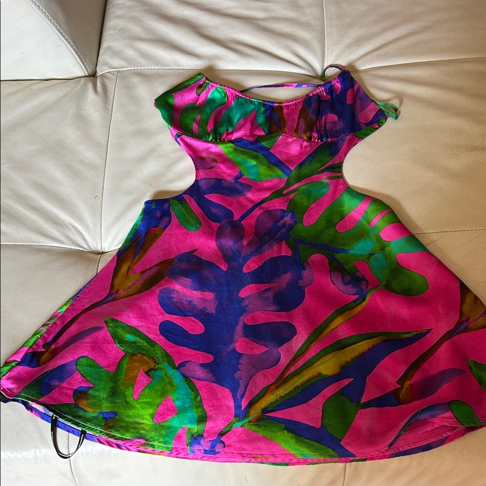 Retrofete Pink and Green Mini Dress